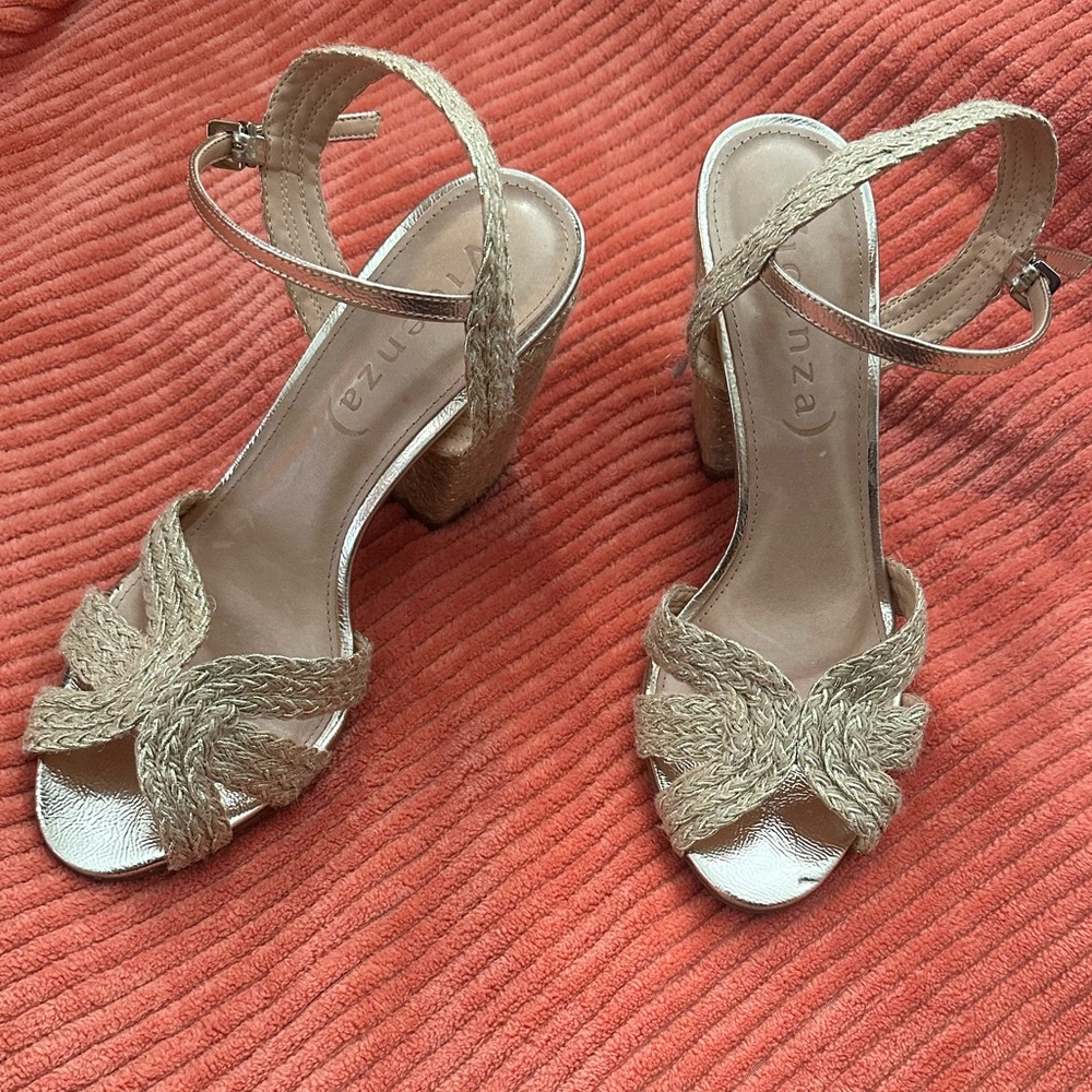 Vicenza Heels 10 Rope Gold Weave